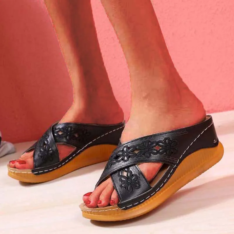 

Women Shoes Sandals Platform Soft Open Toe Thick bottom Wedge Sandals For Women Plus Size Female Slippers Retro Zapatos De Mujer