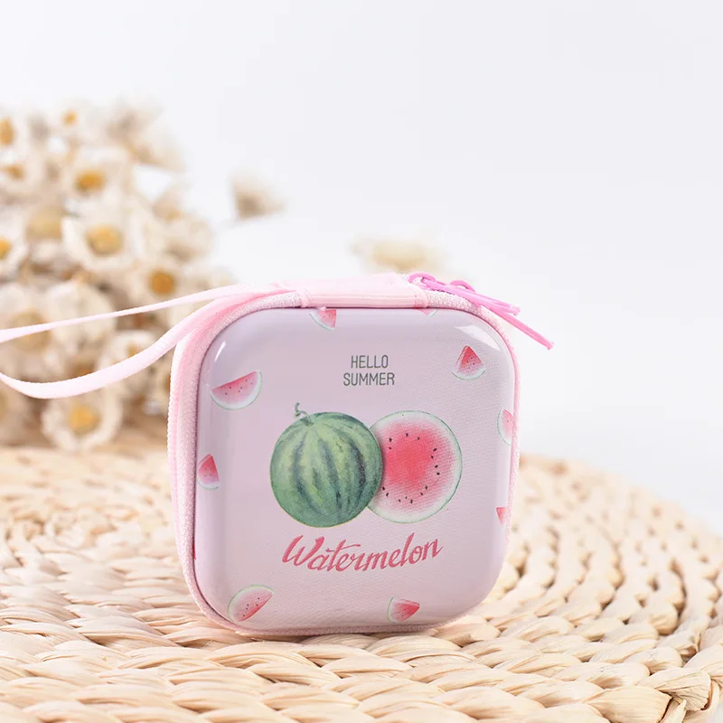 

Cute Hand Painted fruit Tinplate Kids Wallet Creative Earphone Bag Coin Purse Porte Monnaie Femme Mini Bag Wallet Pochette A-1