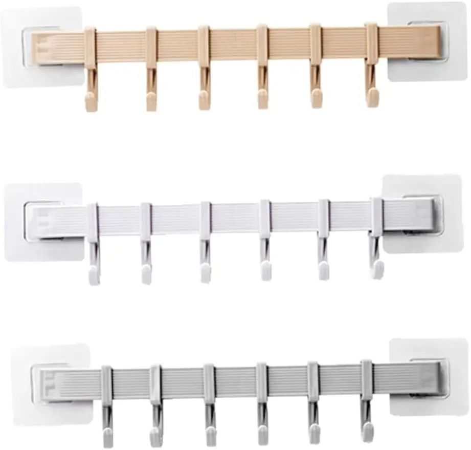 

3pcs 6 rows of hooks No-hole Powerful suction cups Hang clothes Hang towel Hang bath towel Hang shower cap Hang kitchen tools