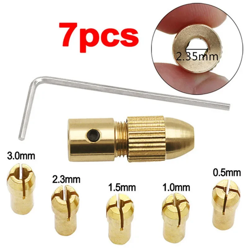 

7pcs/set 2.35/3.17/4.05/5.05mm Brass Dremel Collet Mini Drill Chucks For Electric Motor Shaft Drill Bit Tool Drill Chuck Adapter