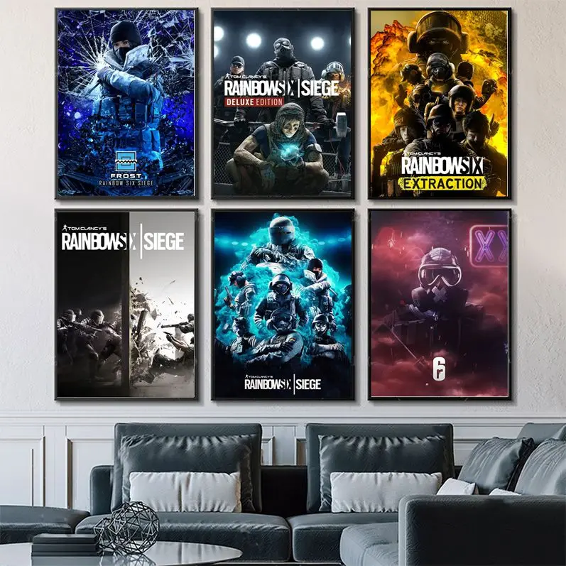 

R-Rainbow S-Six S-Siege Good Quality Prints And Posters Retro Kraft Paper Sticker DIY Room Bar Cafe Stickers Wall Painting