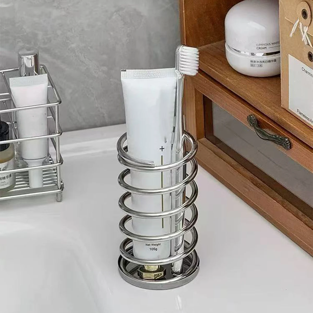 Держатель для зубных щеток Весенний держатель ручек из нержавеющей стали