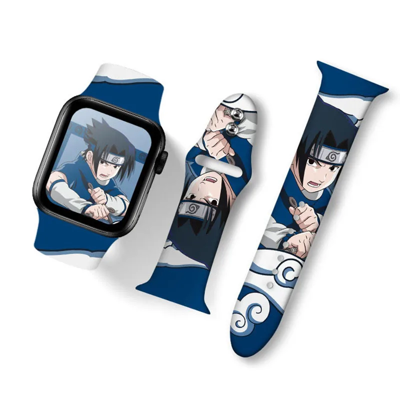 

Ремешок Bandai для Apple Watch с аниме, подходит для iWatch 5/4/3/2/1, цельный ремешок для наручных часов с мультяшным принтом Наруто, персонализированный м...