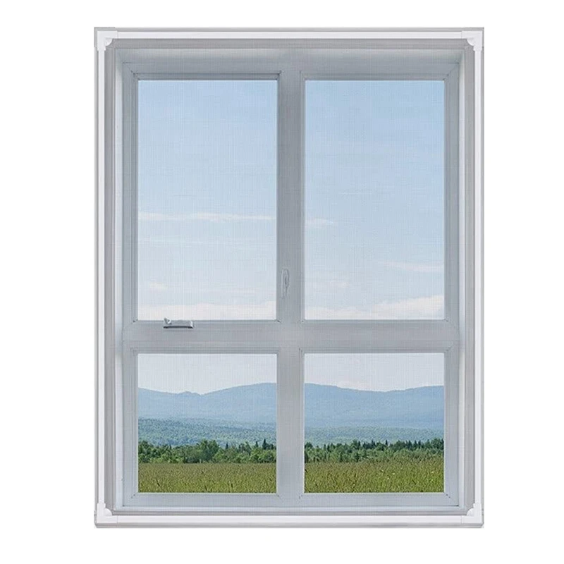 

Magnetic Window Screen Adjustable DIY Window Net Protector Fits Max 48 X 44 Inch White Window Frames
