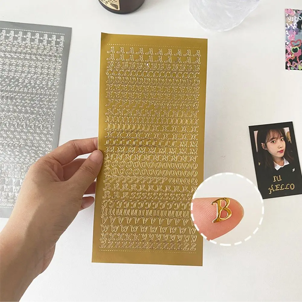 

Label Diary Korean Stationery Scrapbooking Sticker DIY Idol Card Album Bronzing Stickers Letter Number Decorative Stickers