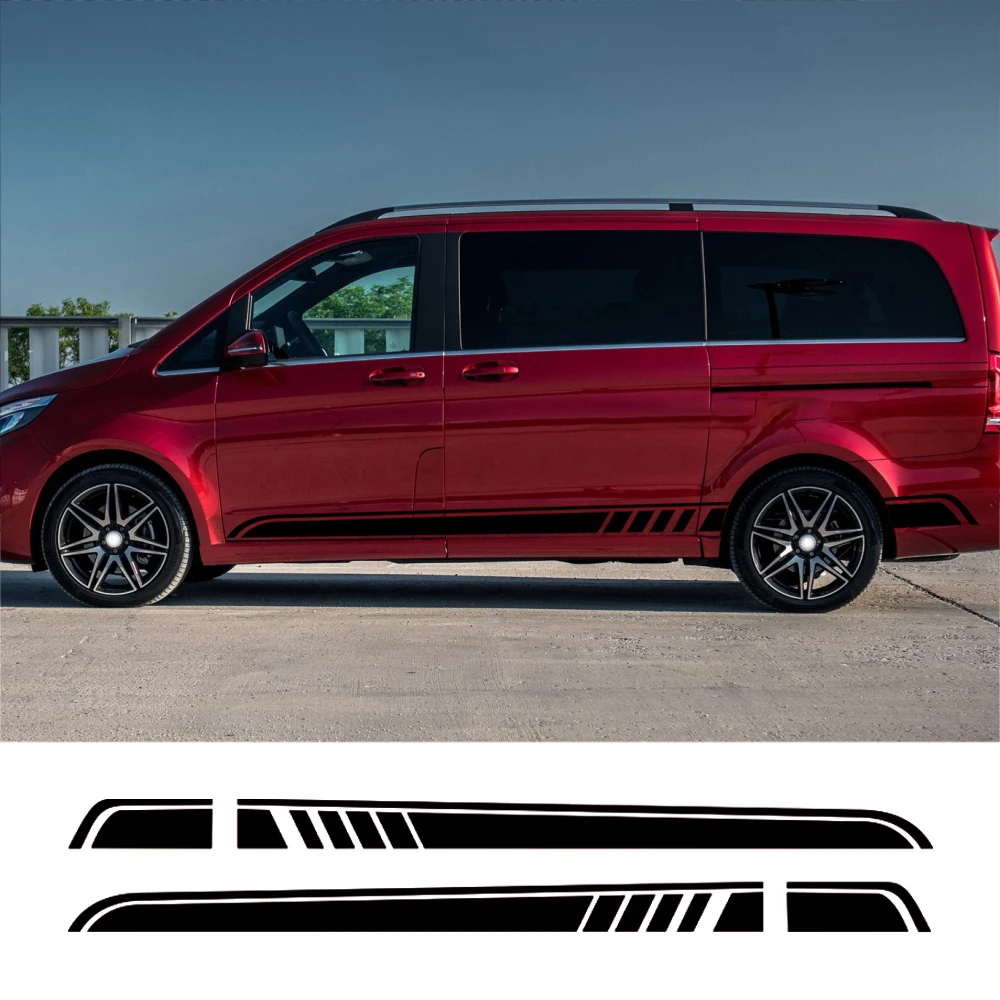 

2PCS Car Door Side Long Stripe Stickers Racing Sport Vinyl Decal Auto Accessories For Mercedes Benz Vito Viano V Class W447 V260