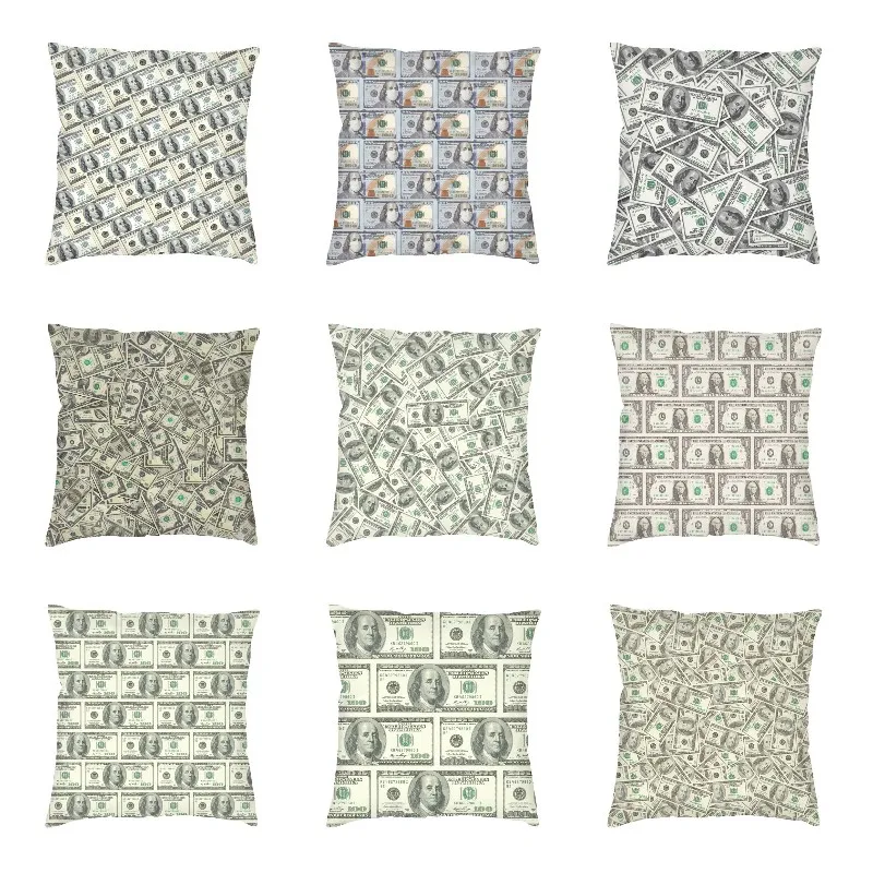 

100 доллар США Деньги искусство Подушка Чехол 40x40 см домашний декор скандинавские банкноты наличные стеки подушки для дивана квадратная Поду...