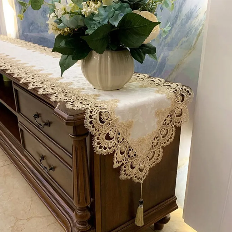 

Europe Embroidered Coffee Table Flag Table Runner Home Fabric TV Cabinet Tablecloth Dust Cover Lace Table Cloth Bed Runner