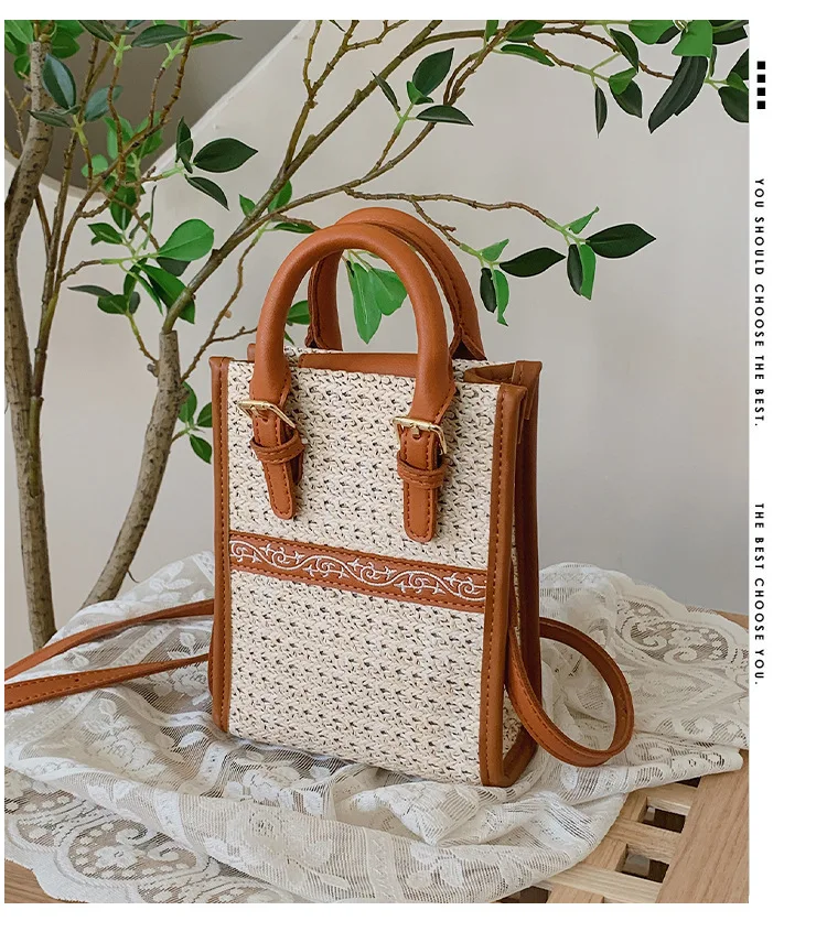 

2023 New Women Handmade Straw Handbags Mini Summer Travel Bags Fashion Cross Body Bags For Girls 3 Colors Drop Shipping