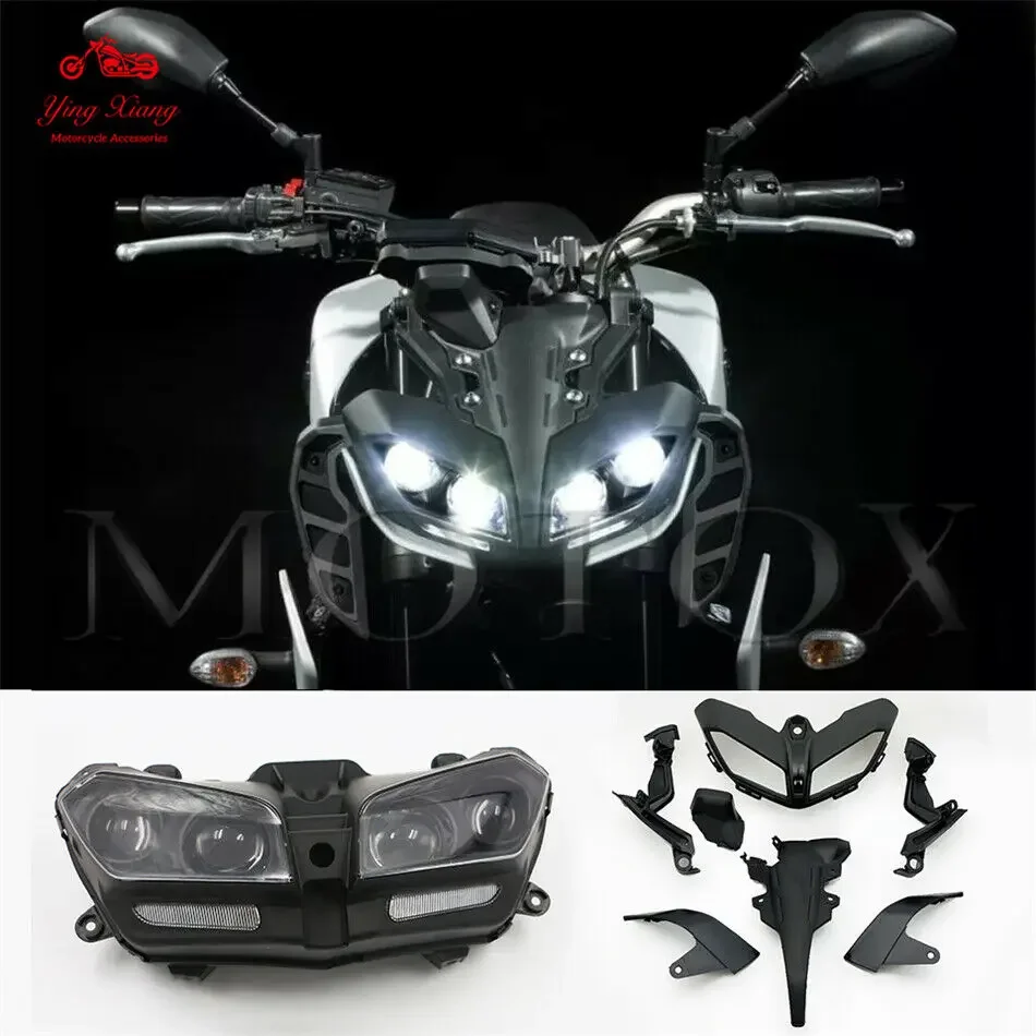 

Подходит для мотоциклетных фар YAMAHA MT-09 FZ09 2017-2020 гг. + комплект переднего обтекателя носового капота MT09 MT 09 FZ-09 2018 2019