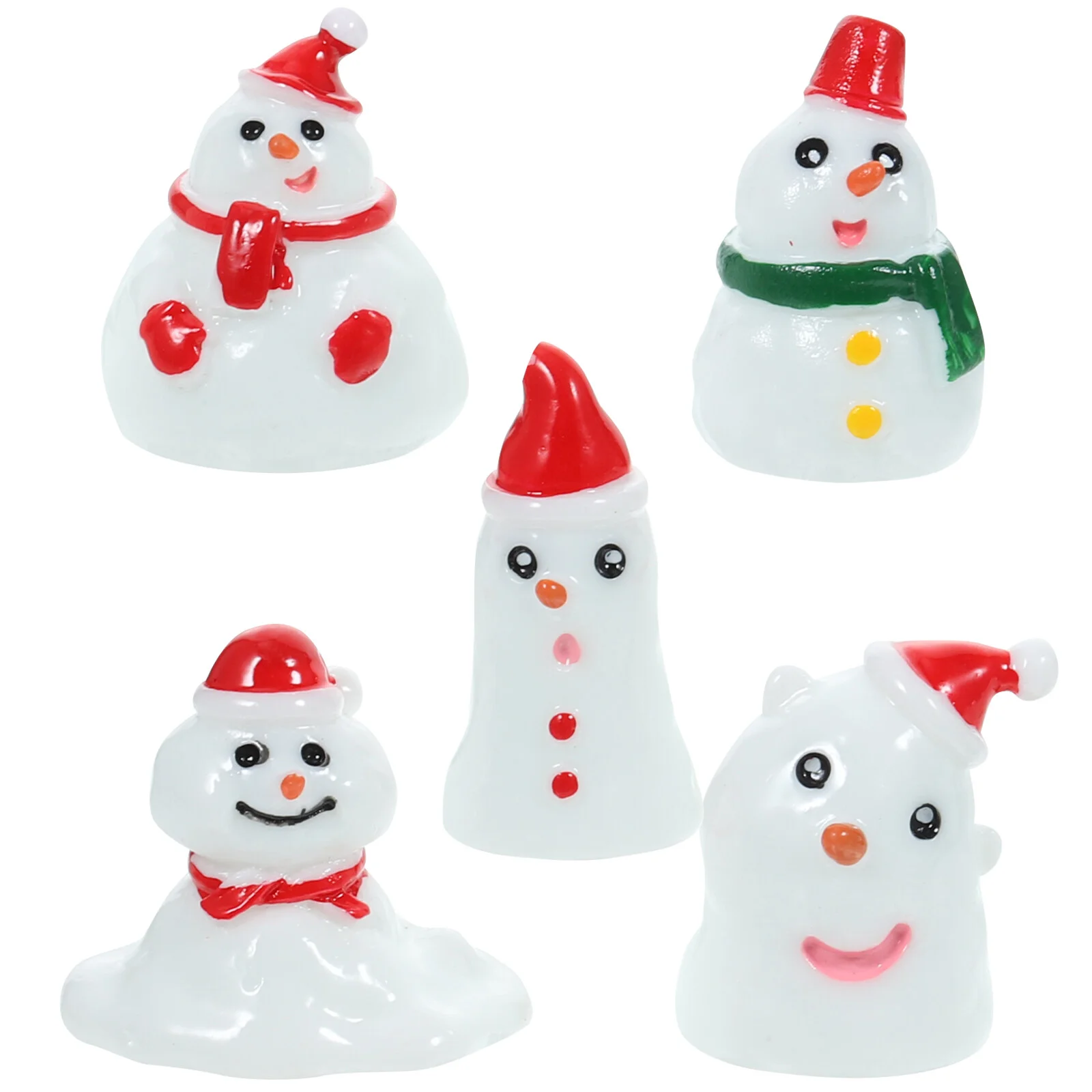 

5 Pcs Tabletop Accessories Ornaments Xmas Desktop Snowman Charms Miniature Resin Lovely Figure Tabletop Figurine