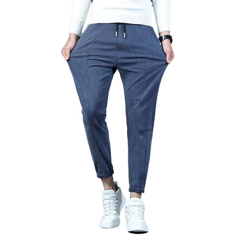 

men jeans Silk Elastic Trousers Four Seasons Thin Casual pants Men'S Loose 9-Point Small Foot Sports Pants Spring harem pants