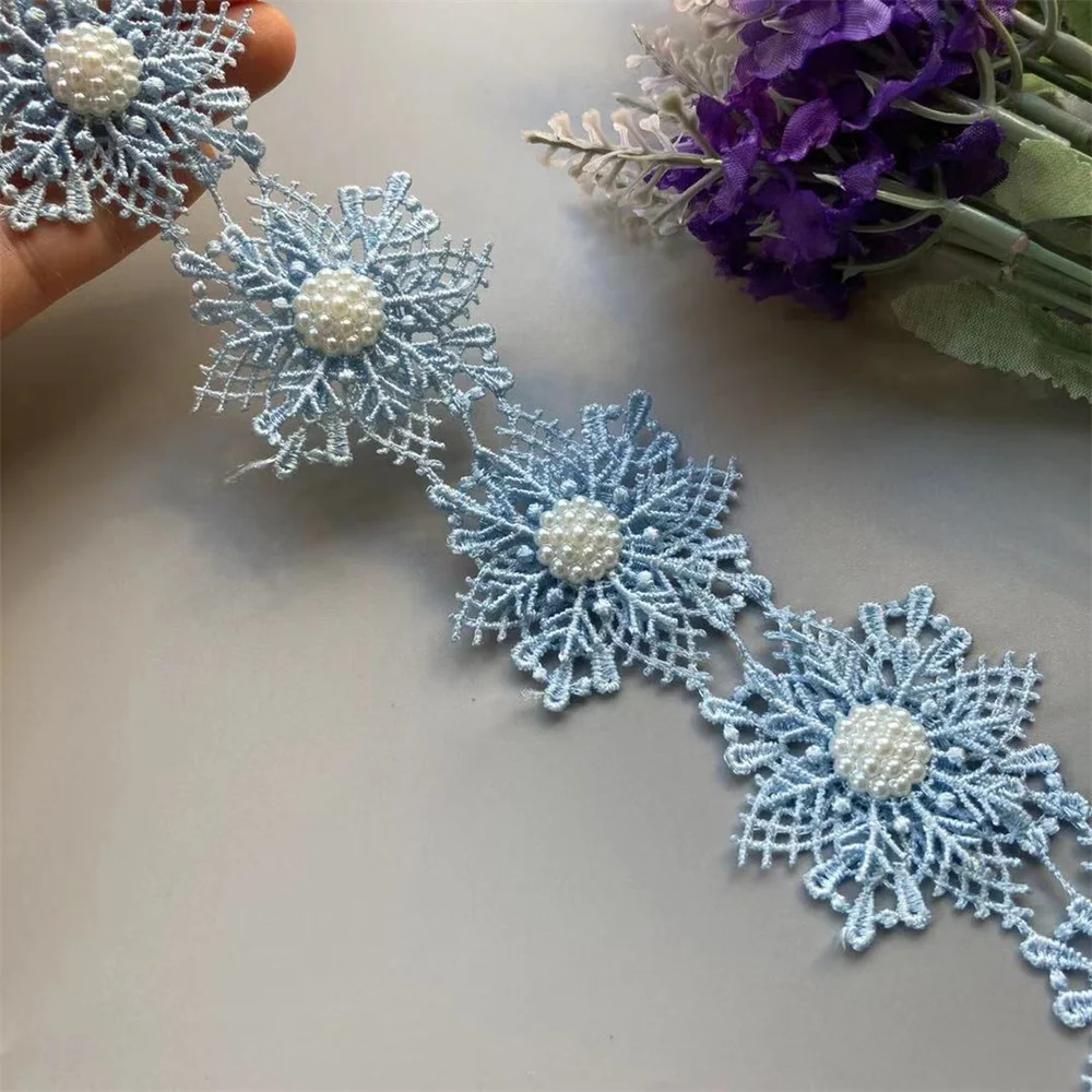 20X синий жемчуг цветок ручной работы вышитые бисером кружева бабочка Снеговик