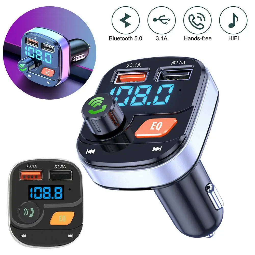 

Wireless Bluetooth-compatible 5.0 Fm Transmitter Dual Usb Chargers Hands-free Radio Adapter Receiver Mp3 Player