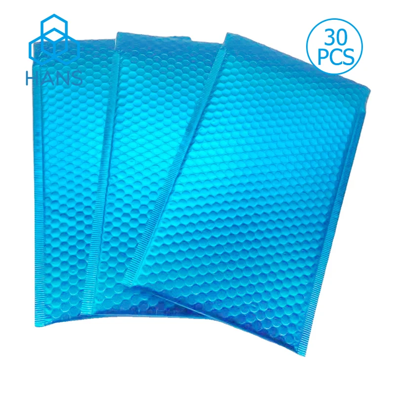 Blue Metallic Bubble Mailer 30PCS Eco-friendly Padded Envelope Pretty Shipping Bags Poly Holographic Biodegradable Mailers