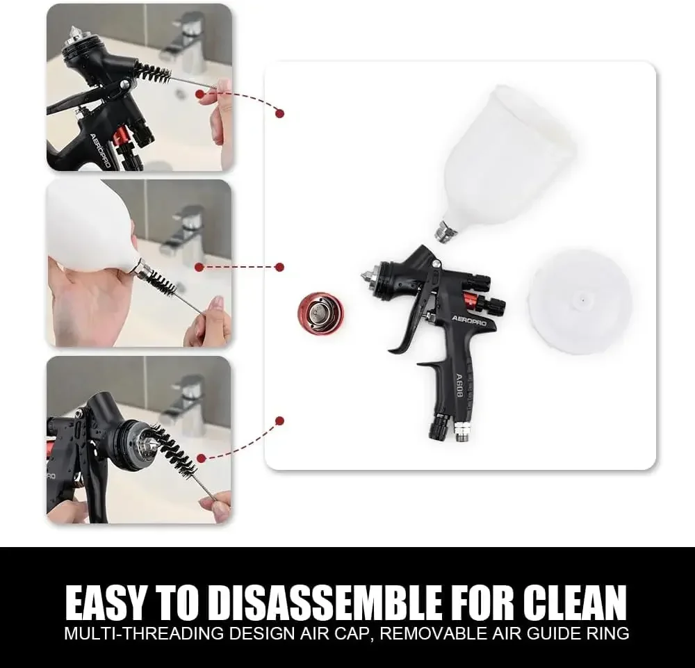 Инструменты A608 Воздушный пистолет-распылитель HVLP сопло 1 3 мм пластиковый стакан