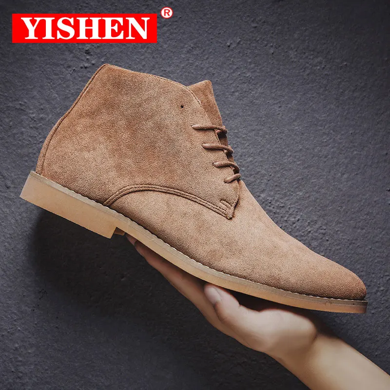 YISHEN Men Ankle Boots British Style Winter Boot Lace Up Classic Suede Boots Casual Shoes Men Work Footwear Botas Zapatos Hombre
