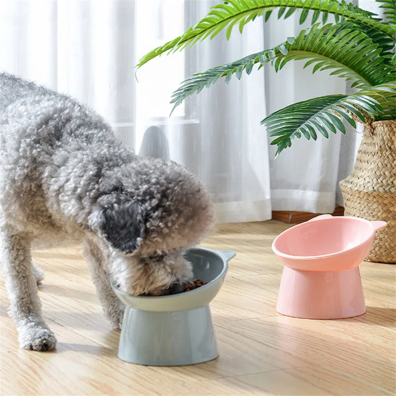 

Cat Bowl High Foot Dog Bowl Neck Protector Pet Food Plastic Bowls Tilt High Bottom Dogs Feeder Pets Products Supplies Mascotas