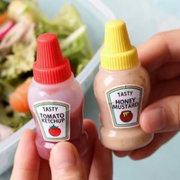 2pcsset portable mini tomato ketchup bottle 25ml honey mustard sauce container squeeze salad dressing jar pantry for bento box