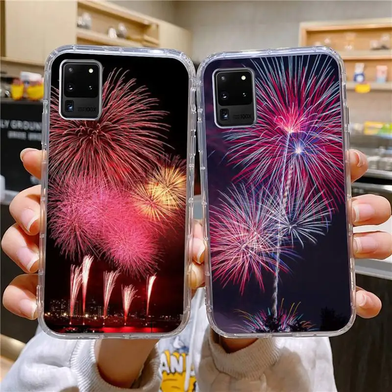 

Fireworks Phone Case For Samsung Galaxy S10 S10e S8 S9 Plus S7 A70 Edge Note10 Transparent Cove