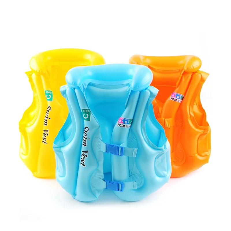 

2021 Baby Life Jackets Kids PVC Float Inflatable Swim Buoyancy Vest Life Vest Learning Swimming Ring Aid For Age 3-6 S