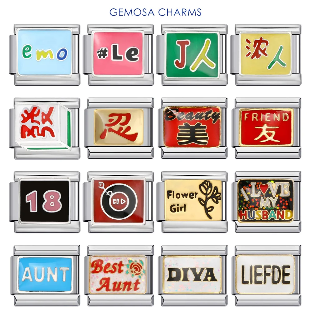 GEMOSA Личность Китайские слова Liefde Diva Простой итальянский Шарм-Звено подходит для