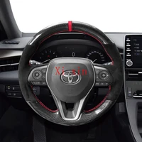 diy private custom carbon fiber suede hand stitched steering wheel cover for toyota corolla camry levin avalon rav4 car interior