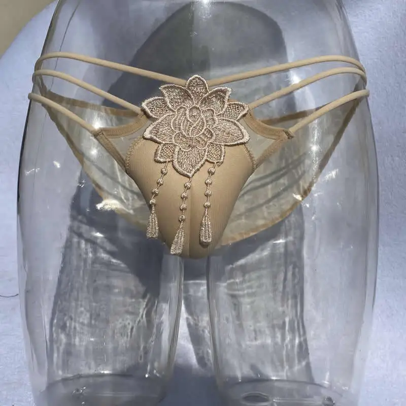 Camel Toe Control Panty Lace Underwear Transgender Crossdresser Shemale Ladyboy Briefs Embroidery Tassels Panties