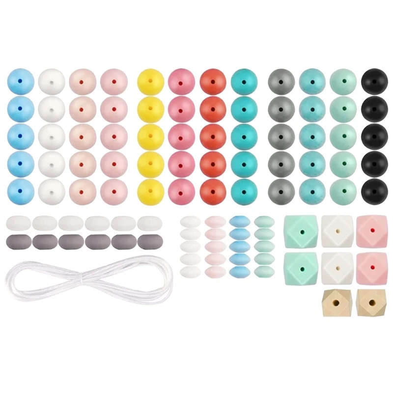 

100pcs Silicone Bead 15/12/14/16/17mm Eco-friendly Teething Necklace Food Grade Mom Nursing DIY Jewelry Bracelet Bead H05D