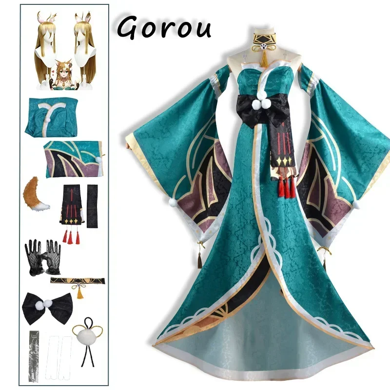 Gorou Geo Bow Ivitation Miss Hina Косплей Genshin Impact Костюм Хэллоуин Вечернее Платье Женское