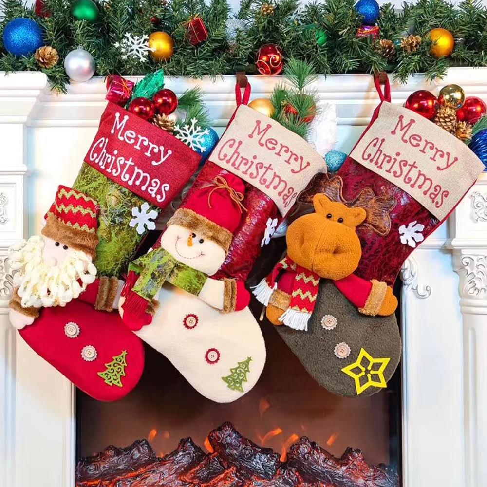 

Merry Christmas Socks Christmas Tree Ornaments Sack Xmas Gift Candy Bag Cute Fabrics with Multiple Styles To Choose From