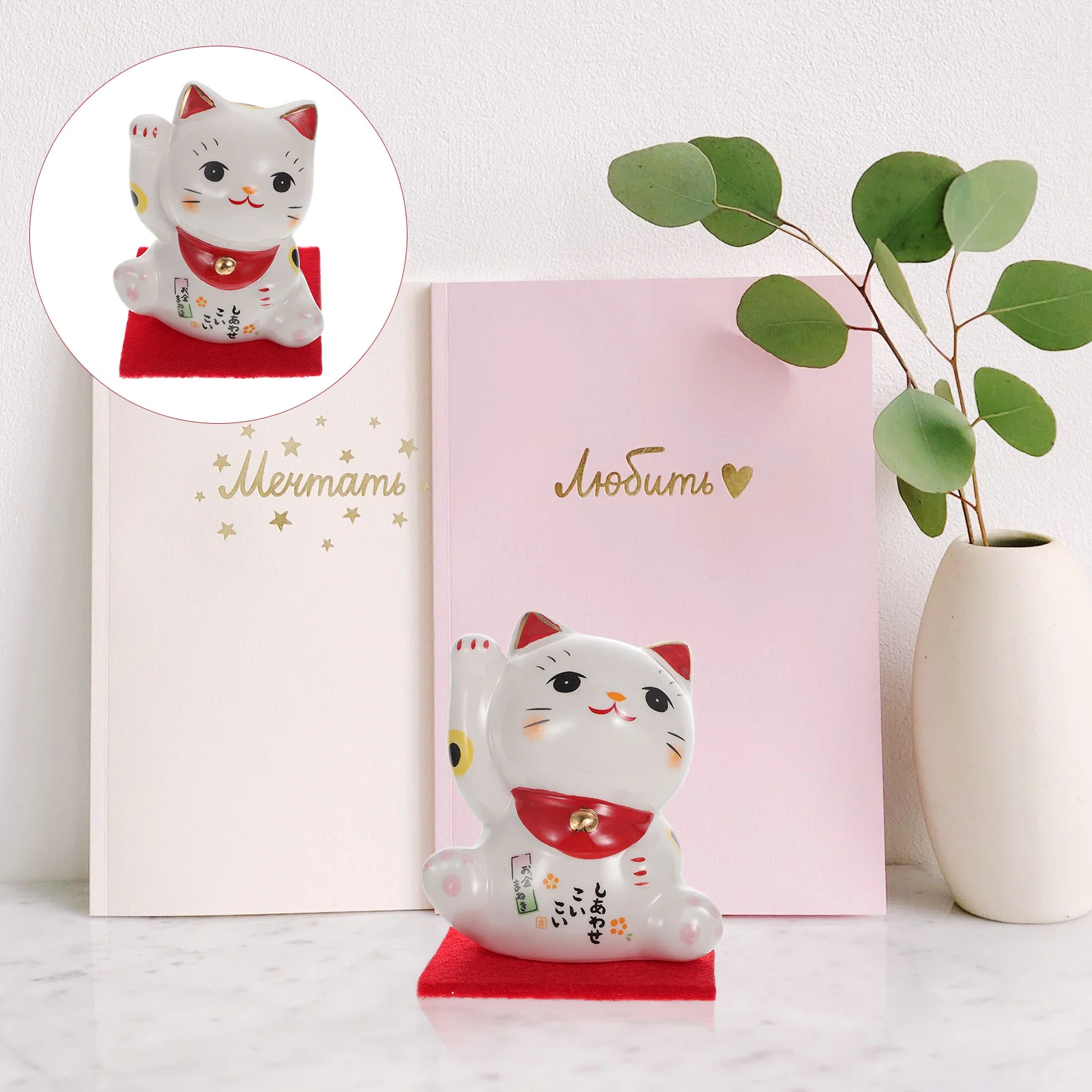 

Chinese Decor Photo Prop Home Décor Lucky Animal Chinoiserie Decor Good Fortune Cat Ceramics Lucky Cat