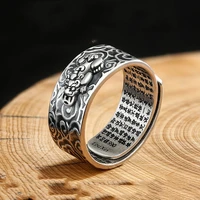 retro pixiu lucky open finger ring for women men couple silver color letter buddhist jewelry party daily accessories gift anillo