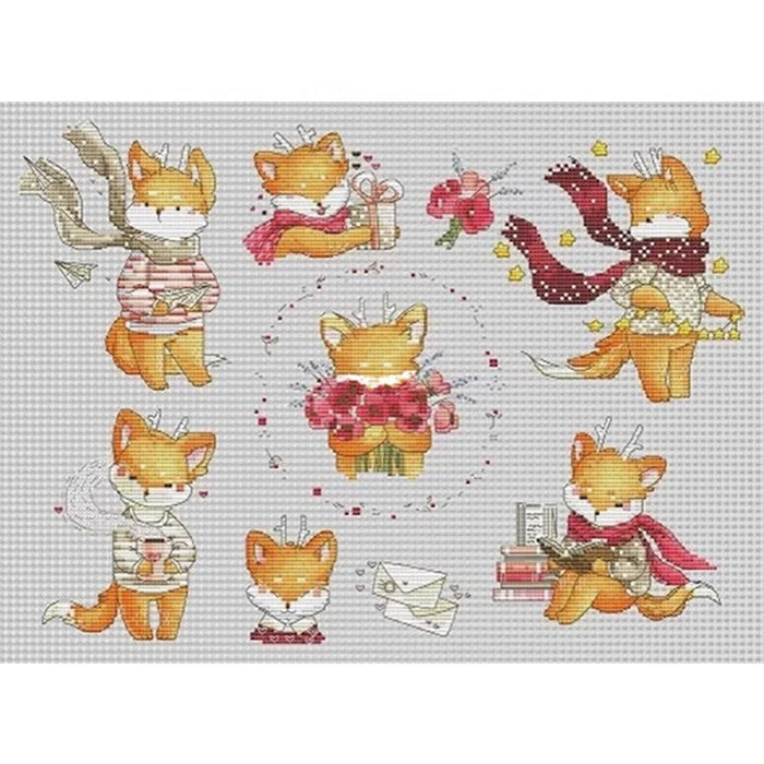 Набор для вышивки крестом 14CT Холст Craft-15-Fox's Holiday 44-34
