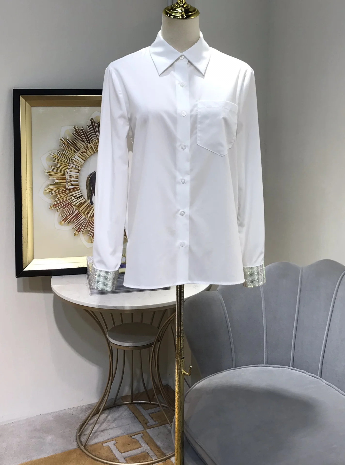 

Female Clothing Shirt Top Women Blouse Women Clothing Woman Clothes Fashion 2022 Women's Shirt Long Sleeve Diamond Cuff Shirt