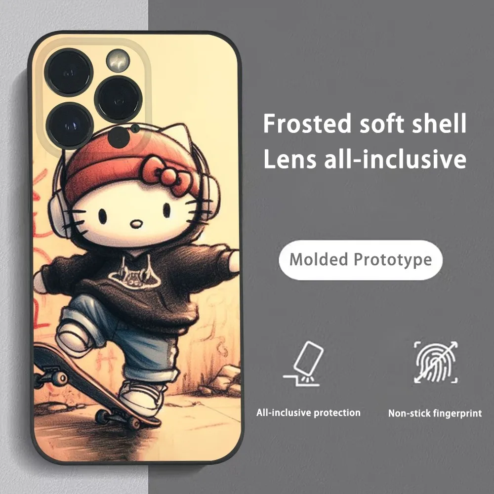 Чехол для телефона Hello Kitty Cool Skateboards iPhone 15 14 13 12 11 Pro Xs Max Mini XR X 78 Plus черный матовый