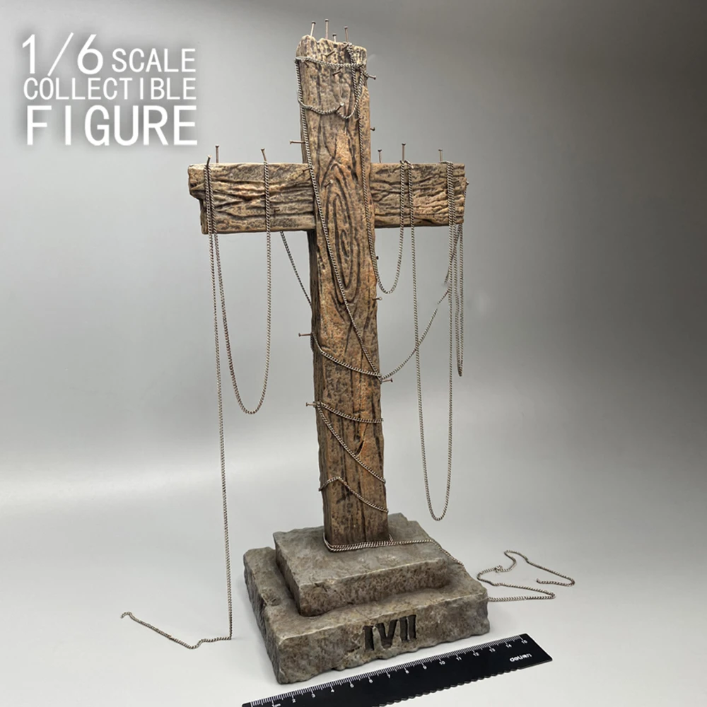 

1/6 UNDERVERSE UV Black Hair Anger Essene Version Stone Soldier Stand Platform Cross Jesus Bracket For Figure Scene Component