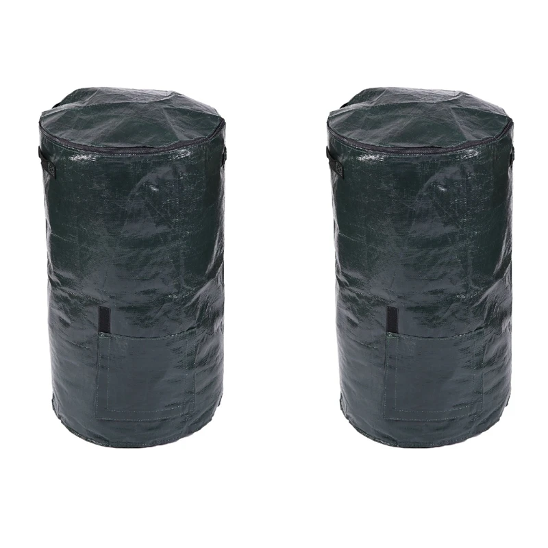 

2X Organic Waste Kitchen Garden Yard Compost Bag Environmental PE Cloth Planter Kitchen Waste Disposal Compost Bag-S