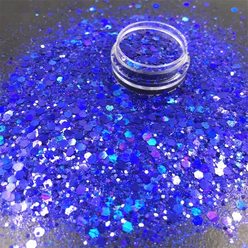 5g/Bag Iridescent Nail Art Glitter Sequins Holographic Laser Gold/Silver Colorful Powder Sparkly Hexagon PET Safe Chunky Flakes images - 6