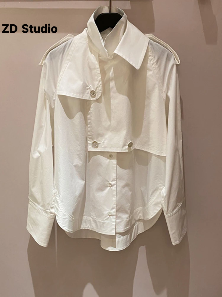 

[ZD Studio] нишевое Трендовое осенне-зимнее Новое Асимметричное пальто с высоким воротником и длинными рукавами, однобортное Свободное пальто, женский тренд