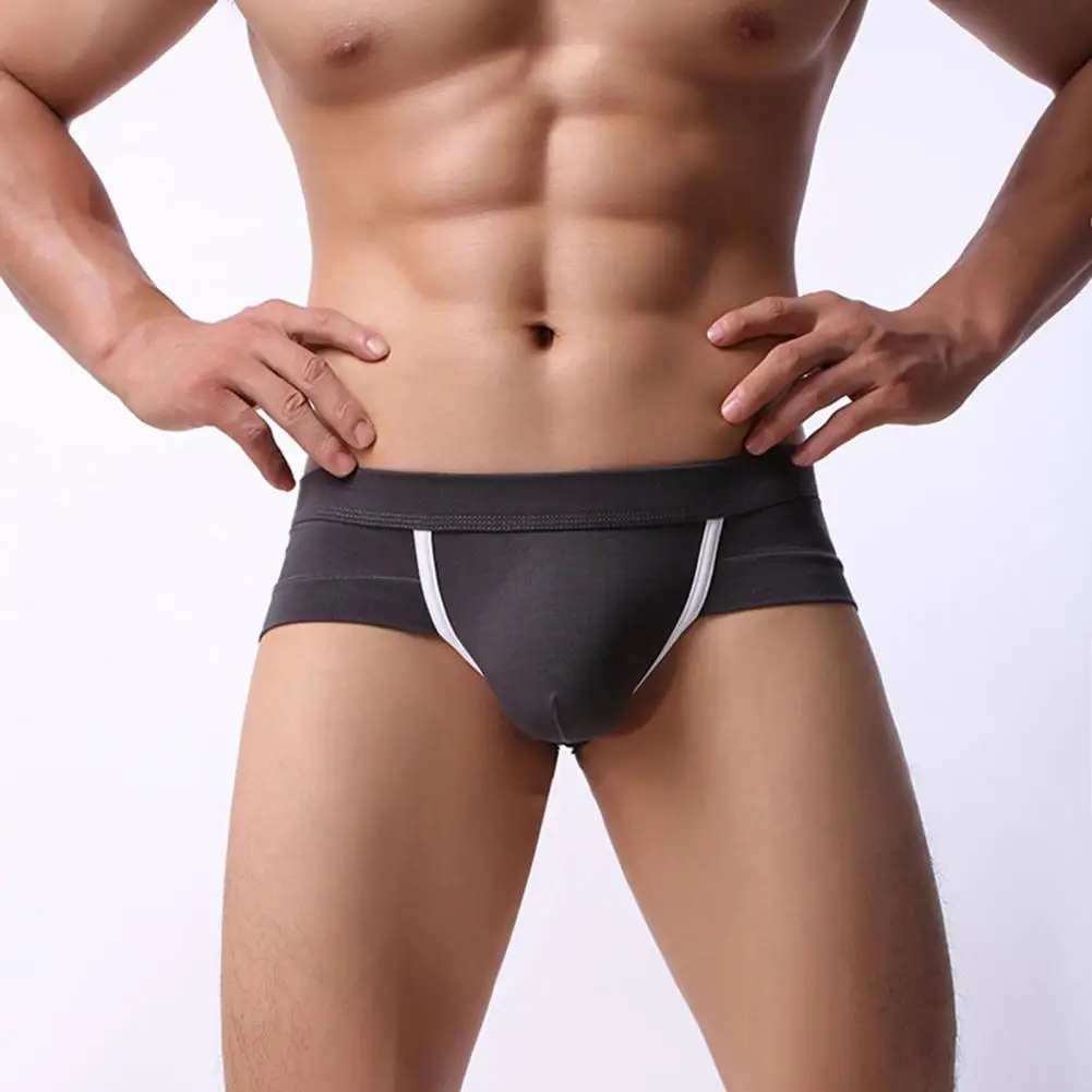 

Hot！Men Underpants Contrast Color Slim Fit Sweat Absorption Wear-resistant Men Briefs for Inside Wear
