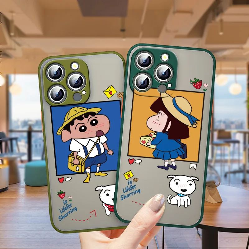 Crayon Shin-chan аниме для Apple iPhone 13 12 11 Mini 7 6 X XR XS Pro Max Plus матовый полупрозрачный чехол