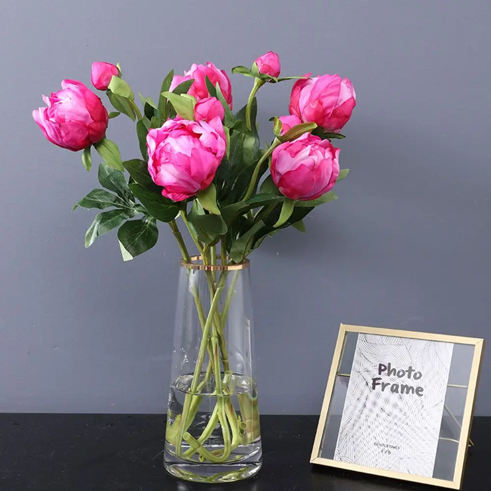 

Gift Party Supplies Wedding Favors Home Decoration Artificial Flowers Silk Peony Leaves Bridal Bouquet Faux Plants
