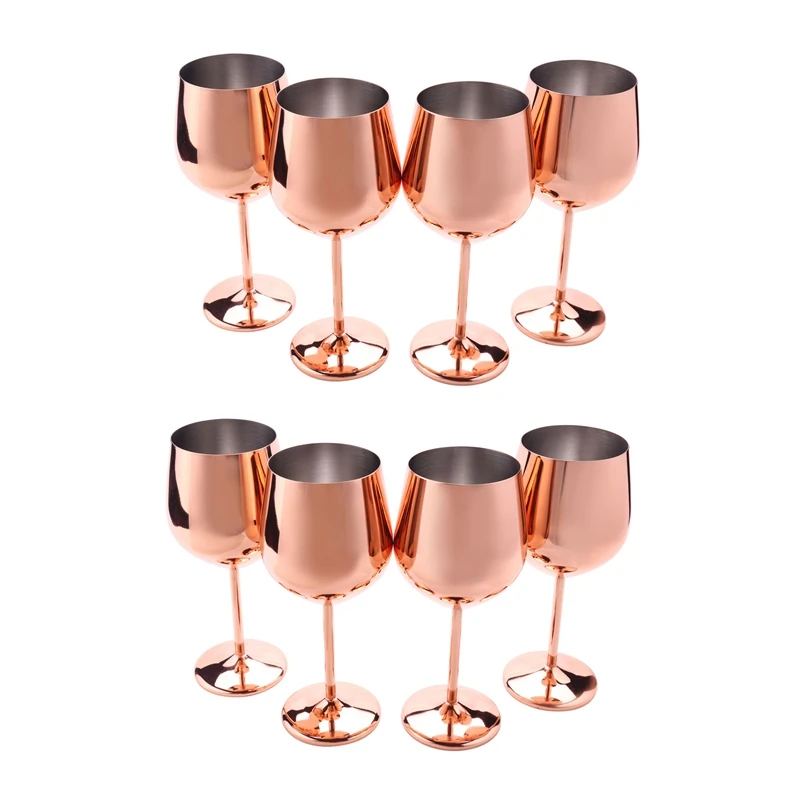 

Wine Glass Set Of 8 Stainless Steel Wine Glasses, Party Cups, Home Kitchen Hotel Restaurant Quality, 500Ml / 17 Ounces