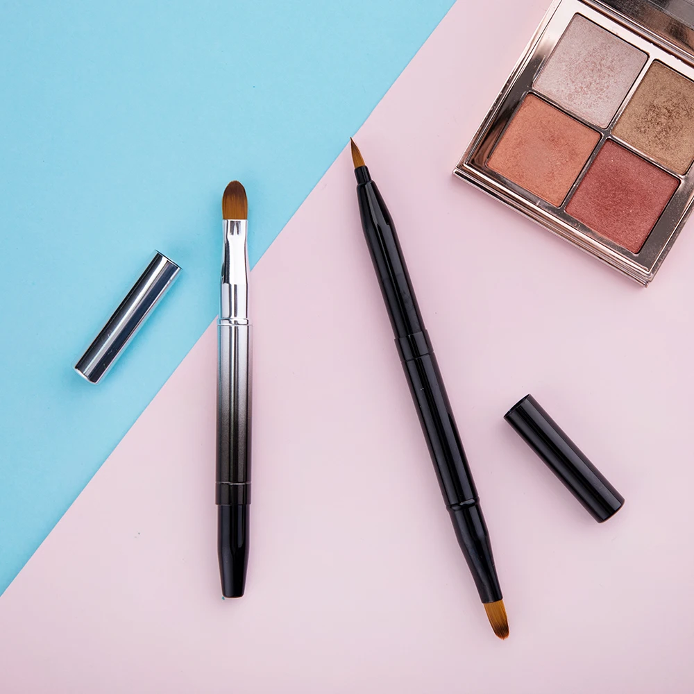 

RANCAI 2 in 1 Double-headed Retractable Lip Brushes Blush Makeup Concealer Eyeshadow Eyeliner Foundation Cosmetic Brush