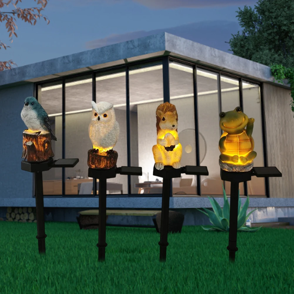 

Solar Garden Lights Turtle Bird Owl Squirrel Resin Animal Garden Stake Lamp Crafts Lighting Ornaments Home Decor for Lawn Garden