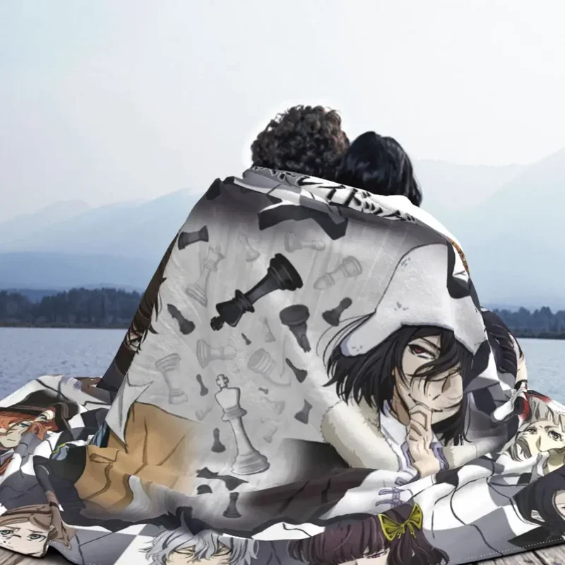 Флисовое одеяло Bungou с изображением бродячих собак весна-осень японское