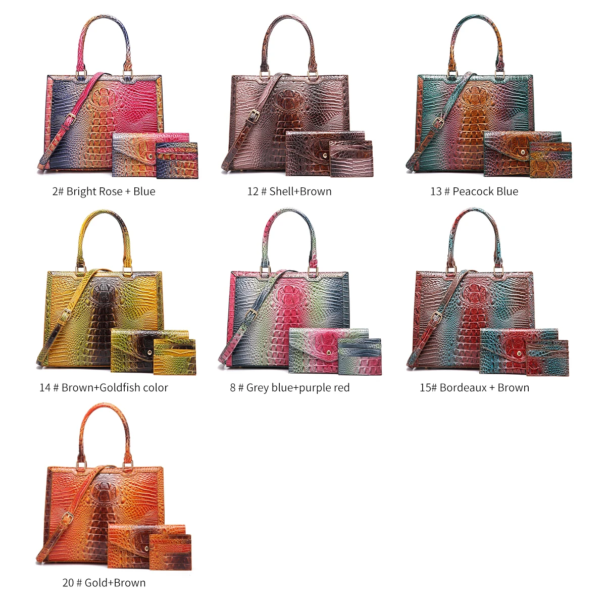 Современная большая сумка из крокодиловой кожи в городском стиле с