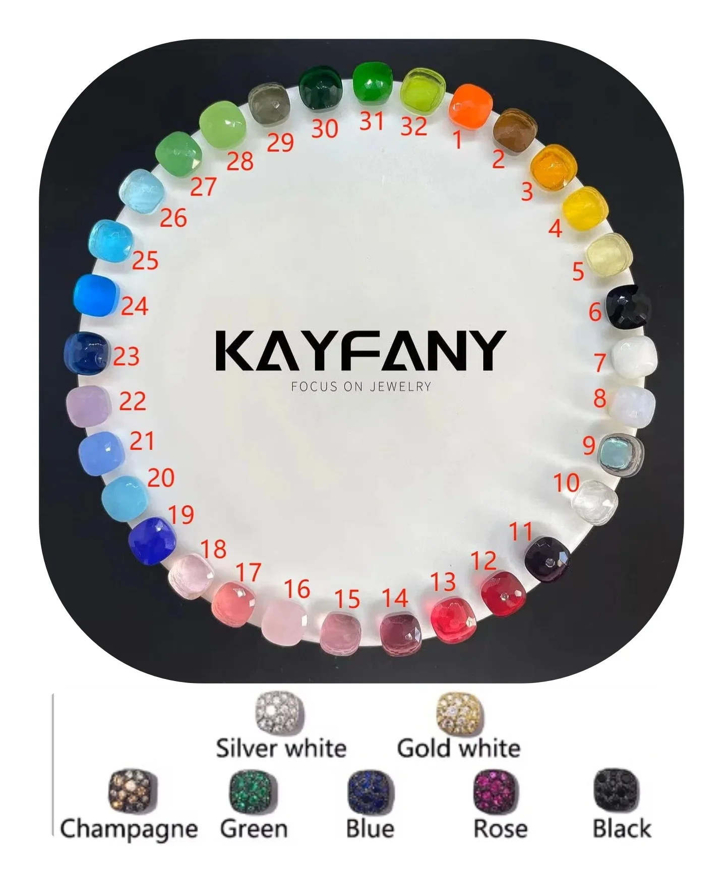 10 6 мм женский классический Нудо из нержавеющей стали многоцветный камень