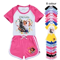 2022 disney cute encanto toddler clothes summer casual sportswear girls boys t shirt shorts kids clothes set